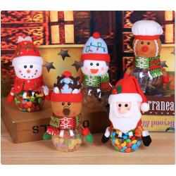 Christmas Sweet Jars, 10Pcs Cute Kids Candy Storage Bottle, Chocolates Candy Biscuits Jar with Santa/Snowman/Elk/Penguin/Gingerbread Man Patterns, for Christmas Gift Packaging