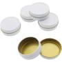 Mini Pack 24 Pack Tins 4 oz Shallow Round Tins with Solid Slip Lids Empty Tin Containers Cosmetics Tins Party Favors Tins and Food Storage Containers (White)