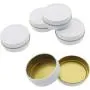 Mini Pack 24 Pack Tins 4 oz Shallow Round Tins with Solid Slip Lids Empty Tin Containers Cosmetics Tins Party Favors Tins and Food Storage Containers (White)