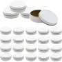 Mini Pack 24 Pack Tins 4 oz Shallow Round Tins with Solid Slip Lids Empty Tin Containers Cosmetics Tins Party Favors Tins and Food Storage Containers (White)