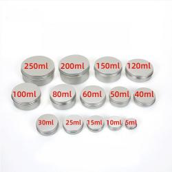24 Pack 5ml, 10ml, 15ml, 20ml, 25ml, 30ml,60ml,80ml,100ml,150ml,200ml,250ml Screw Lid Round Tins Aluminum Empty Tins Metal Storage Tin Jars Spice Containers Travel Tin Cans, black, silver, golden, red ,white,rose golden