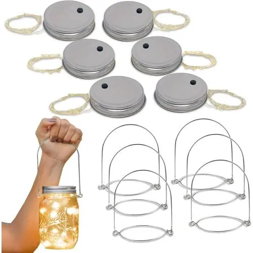 Mason Jar Fairy Lights Lids (White, 6) Mason Jar Fairy Lights Lids (White, 6)