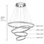Golden Round LED Chandelier,120w 9000-10800lm Acrylic Pendant Light 3 Rings Acrylic Chandelier Adjustable Height Circular Ceiling Light for Hallway Dining Room Bedroom Warm White 20+40+60+80cm