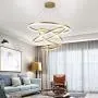 Golden Round LED Chandelier,120w 9000-10800lm Acrylic Pendant Light 3 Rings Acrylic Chandelier Adjustable Height Circular Ceiling Light for Hallway Dining Room Bedroom Warm White 20+40+60+80cm