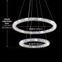 Modern LED Chandelier, 2 Rings Ceiling Light Fixture with Top K9 Chandelier Crystals, Adjustable & 3-Color Changing Chandeliers for Living Room Dining Room Bedroom Kitchen, D 16"-24"