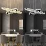 Modern LED Chandelier, 2 Rings Ceiling Light Fixture with Top K9 Chandelier Crystals, Adjustable & 3-Color Changing Chandeliers for Living Room Dining Room Bedroom Kitchen, D 16"-24"