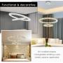 Modern LED Chandelier, 2 Rings Ceiling Light Fixture with Top K9 Chandelier Crystals, Adjustable & 3-Color Changing Chandeliers for Living Room Dining Room Bedroom Kitchen, D 16"-24"