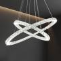 Modern LED Chandelier, 2 Rings Ceiling Light Fixture with Top K9 Chandelier Crystals, Adjustable & 3-Color Changing Chandeliers for Living Room Dining Room Bedroom Kitchen, D 16"-24"