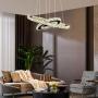 Modern LED Chandelier, 2 Rings Ceiling Light Fixture with Top K9 Chandelier Crystals, Adjustable & 3-Color Changing Chandeliers for Living Room Dining Room Bedroom Kitchen, D 16"-24"