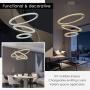 LED Chandelier, Modern Ceiling Light Fixture with 3 Crystal Chandelier Lighting Rings, DIY & 3-Color Changing Adjustable Chandeliers for Living Room Dining Room Kitchen, D 12"-20"-28"