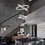 Modern Crystal Chandelier Lighting, 6 Ring Chandelier LED Ceiling Lights Fixtures with 3-Color, High Ceiling Foyer Chandelier for Living Room Dining Room Staircase, D8-12-16"-20"-24"-28"