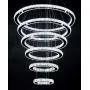 Modern Crystal Chandelier Lighting, 6 Ring Chandelier LED Ceiling Lights Fixtures with 3-Color, High Ceiling Foyer Chandelier for Living Room Dining Room Staircase, D8-12-16"-20"-24"-28"
