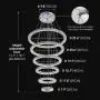 Modern Crystal Chandelier Lighting, 6 Ring Chandelier LED Ceiling Lights Fixtures with 3-Color, High Ceiling Foyer Chandelier for Living Room Dining Room Staircase, D8-12-16"-20"-24"-28"