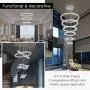 Modern Crystal Chandelier Lighting, 6 Ring Chandelier LED Ceiling Lights Fixtures with 3-Color, High Ceiling Foyer Chandelier for Living Room Dining Room Staircase, D8-12-16"-20"-24"-28"