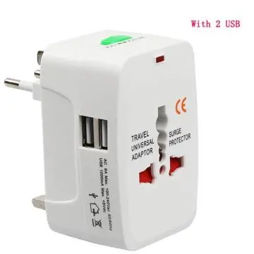 Universal International Travel Adapter Kit with 6A 2 USB Ports - UK, US, AU, Europe All in One Plug Adapter - Over 150 Countries & USB Power Adapter for iPhone, Android, All USB Devices